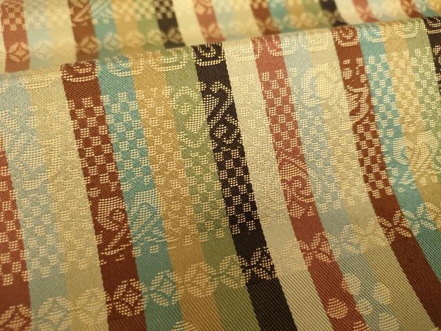 平和屋着物●九寸開き名古屋帯　名物裂間道　金糸　正絹　逸品　未使用　DABE5076ps