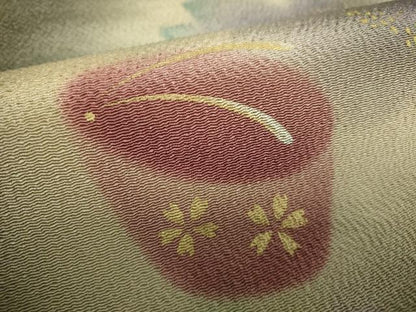 平和屋着物●九寸名古屋帯　舞桜　ぽっくり下駄　鬼しぼ縮緬　金彩　ゑり善扱い　正絹　逸品　DABE5077ps