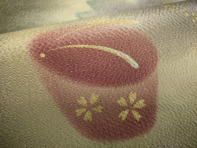 平和屋着物●九寸名古屋帯　舞桜　ぽっくり下駄　鬼しぼ縮緬　金彩　ゑり善扱い　正絹　逸品　DABE5077ps