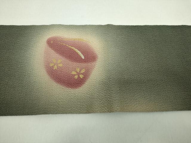 平和屋着物●九寸名古屋帯　舞桜　ぽっくり下駄　鬼しぼ縮緬　金彩　ゑり善扱い　正絹　逸品　DABE5077ps