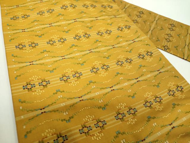平和屋着物●九寸名古屋帯　花織　横段文　正絹　逸品　DABE5079ps
