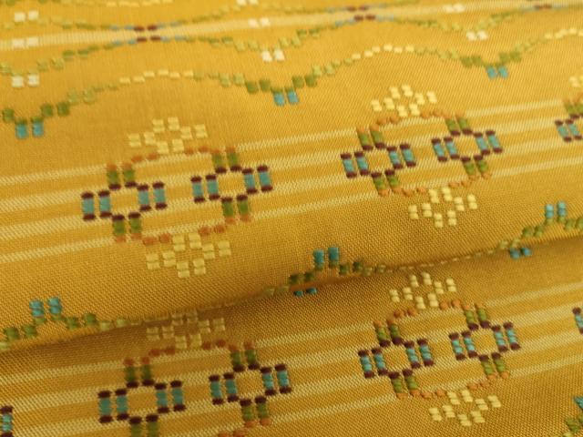 平和屋着物●九寸名古屋帯　花織　横段文　正絹　逸品　DABE5079ps