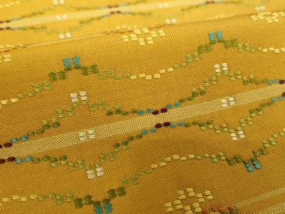 平和屋着物●九寸名古屋帯　花織　横段文　正絹　逸品　DABE5079ps