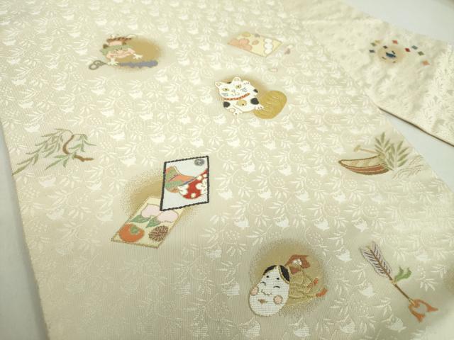 平和屋着物●九寸名古屋帯　唐織　酒楽　ことわざ百趣　金糸　正絹　逸品　DABE5080ps