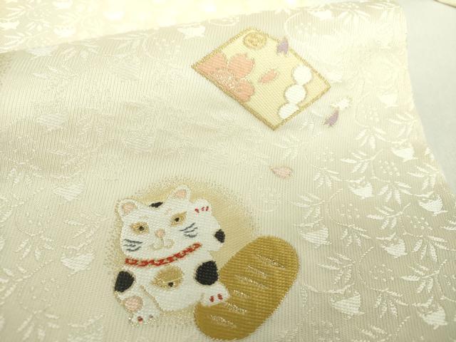 平和屋着物●九寸名古屋帯　唐織　酒楽　ことわざ百趣　金糸　正絹　逸品　DABE5080ps