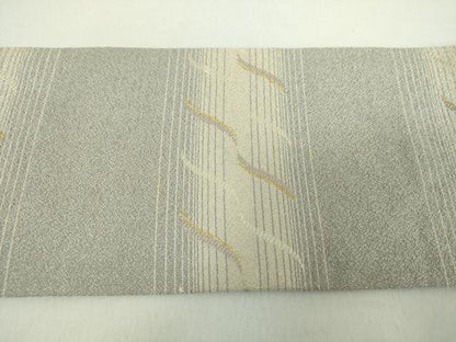 平和屋着物●九寸名古屋帯　唐織　霞文　金糸　正絹　逸品　未使用　DABE5083ps