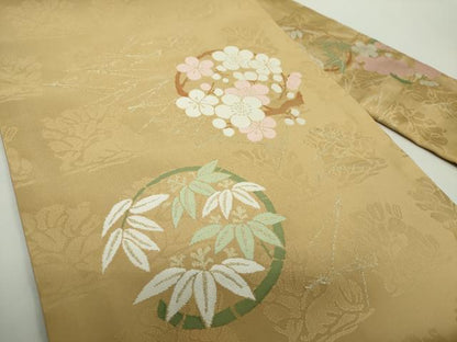 平和屋着物●九寸名古屋帯　松竹梅　花兎　金糸　正絹　逸品　未使用　DABE5085ps