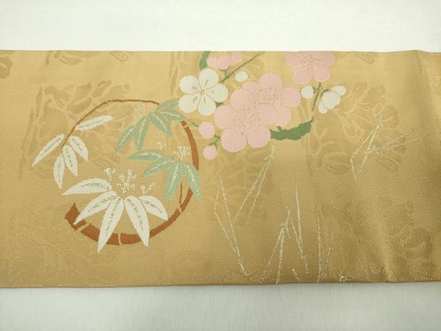 平和屋着物●九寸名古屋帯　松竹梅　花兎　金糸　正絹　逸品　未使用　DABE5085ps