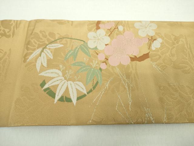 平和屋着物●九寸名古屋帯　松竹梅　花兎　金糸　正絹　逸品　未使用　DABE5085ps