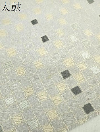 平和屋着物●九寸名古屋帯　唐織　格子　正絹　逸品　DABE5093ps