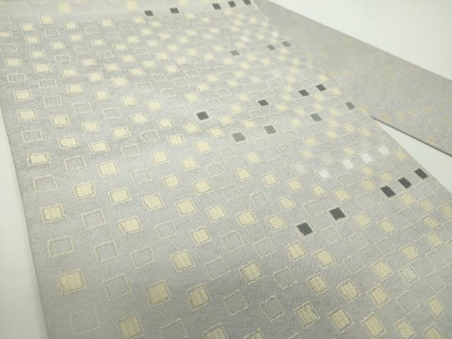 平和屋着物●九寸名古屋帯　唐織　格子　正絹　逸品　DABE5093ps
