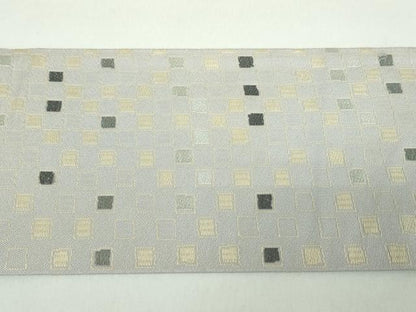 平和屋着物●九寸名古屋帯　唐織　格子　正絹　逸品　DABE5093ps