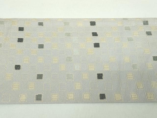 平和屋着物●九寸名古屋帯　唐織　格子　正絹　逸品　DABE5093ps