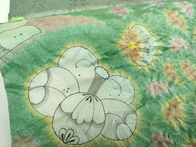 平和屋着物●太鼓柄袋帯　作家物　絞り　辻が花　金通し地　正絹　逸品　DABE5094ps
