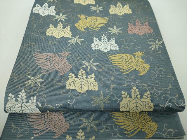 平和屋着物●六通柄袋帯　唐織　桐竹鳳凰　金糸　正絹　逸品　DABE5102ps