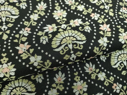 平和屋着物●六通柄袋帯　唐織　立涌花文　黒地　正絹　逸品　DABE5104ps