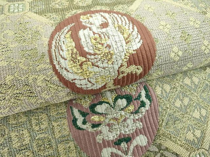 平和屋着物●両面　六通柄袋帯　衣通の美　今様正倉院文　金銀糸　正絹　逸品　DABE5106ps