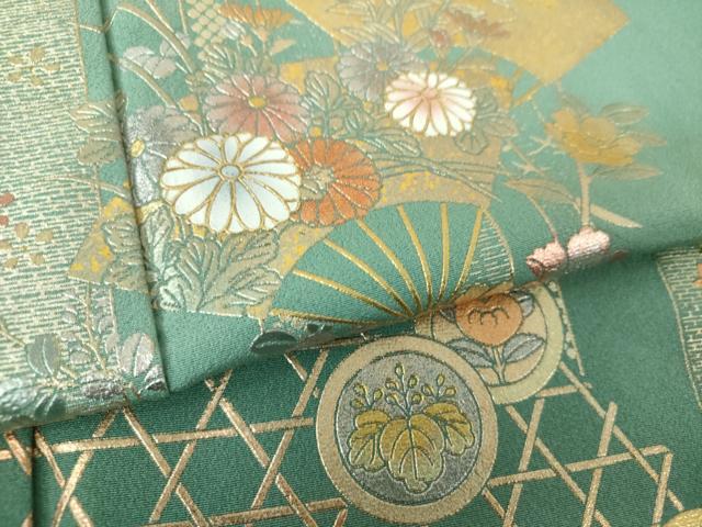 平和屋着物●訪問着　扇面花文　暈し染め　金銀彩　正絹　逸品　DABE5109ps