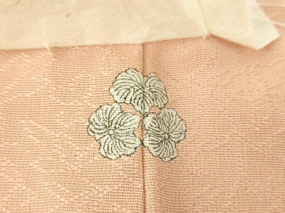 平和屋着物●上質な色無地　作家物　草花地紋　赤白橡色　正絹　逸品　未使用　DABE5110ps