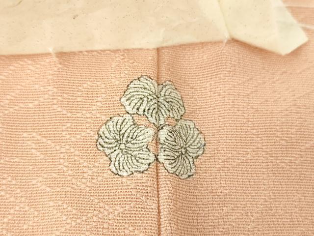 平和屋着物●上質な色無地　作家物　草花地紋　赤白橡色　正絹　逸品　未使用　DABE5110ps