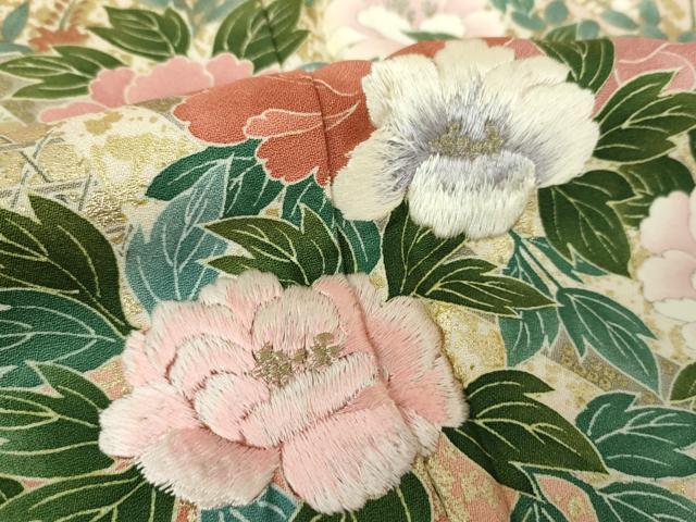 平和屋着物●訪問着　刺繍　草花文　暈し染め　金彩　正絹　逸品　DABE5113ps
