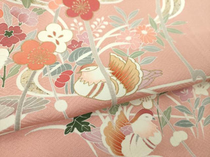 平和屋着物●訪問着　流水鴛鴦花文　暈し染め　金銀彩　正絹　逸品　DABE5114ps