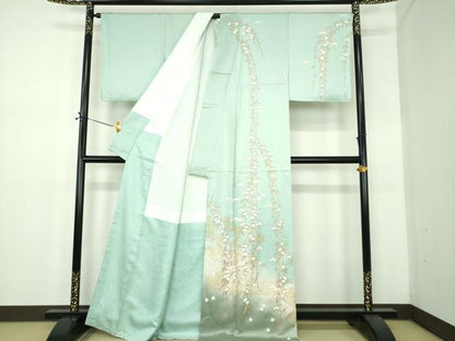 平和屋着物●訪問着　駒刺繍　青海波　橘　暈し染め　金彩　正絹　逸品　DABE5115ps
