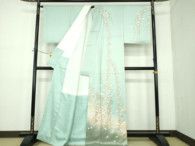 平和屋着物●訪問着　駒刺繍　青海波　橘　暈し染め　金彩　正絹　逸品　DABE5115ps