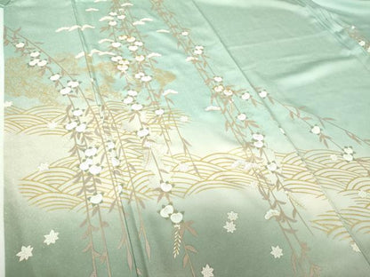平和屋着物●訪問着　駒刺繍　青海波　橘　暈し染め　金彩　正絹　逸品　DABE5115ps