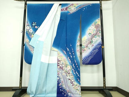 平和屋着物●豪華振袖　辻が花　暈し染め　金彩　金通し地　正絹　逸品　DABE5116ps