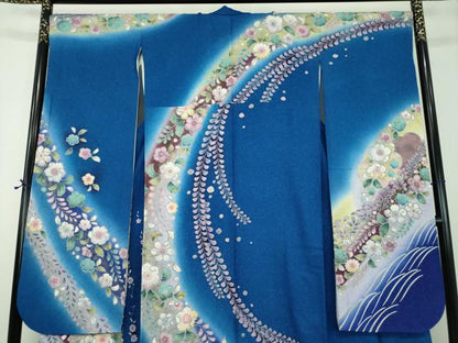 平和屋着物●豪華振袖　辻が花　暈し染め　金彩　金通し地　正絹　逸品　DABE5116ps