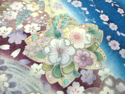 平和屋着物●豪華振袖　辻が花　暈し染め　金彩　金通し地　正絹　逸品　DABE5116ps