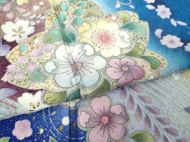 平和屋着物●豪華振袖　辻が花　暈し染め　金彩　金通し地　正絹　逸品　DABE5116ps