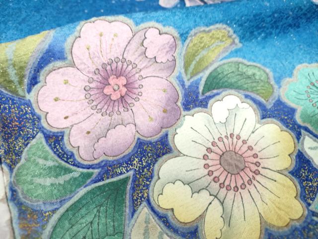 平和屋着物●豪華振袖　辻が花　暈し染め　金彩　金通し地　正絹　逸品　DABE5116ps