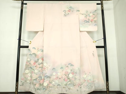 平和屋着物●小野喜象　訪問着　籠目花文　暈し染め　金彩　正絹　逸品　DABE5118ps