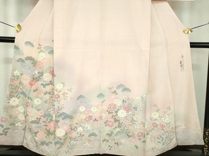 平和屋着物●小野喜象　訪問着　籠目花文　暈し染め　金彩　正絹　逸品　DABE5118ps