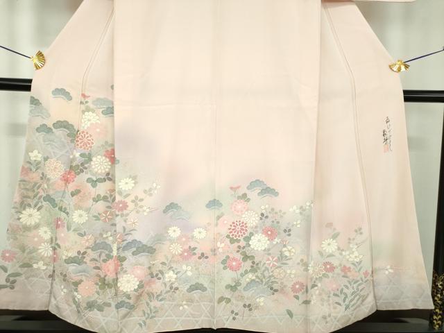 平和屋着物●小野喜象　訪問着　籠目花文　暈し染め　金彩　正絹　逸品　DABE5118ps