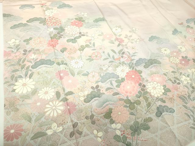 平和屋着物●小野喜象　訪問着　籠目花文　暈し染め　金彩　正絹　逸品　DABE5118ps