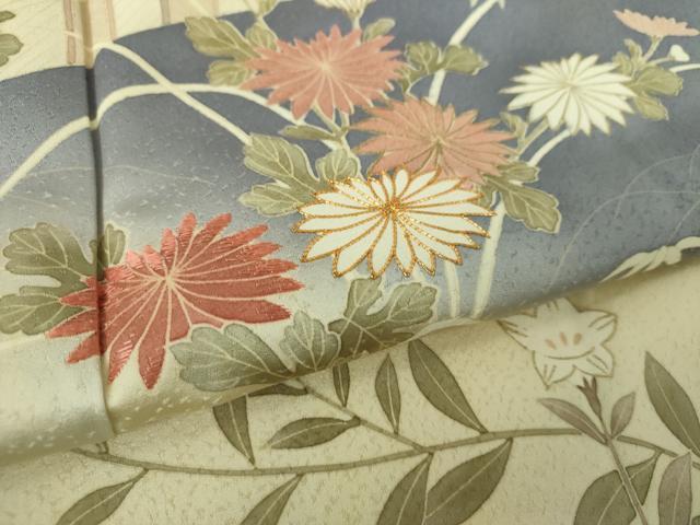 平和屋着物●訪問着　駒刺繍　風景花文　暈し染め　金彩　鈴乃屋扱い　正絹　逸品　未使用　DABE5120ps