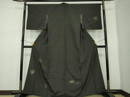 平和屋着物●訪問着　紬地　茶器　正絹　逸品　DABE5123ps