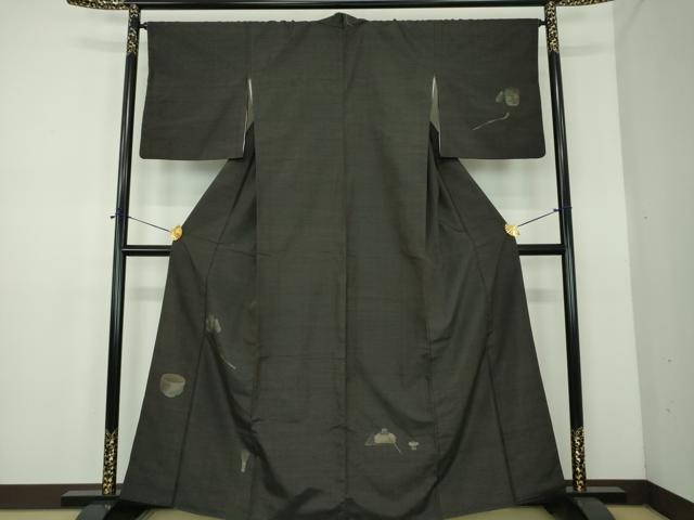 平和屋着物●訪問着　紬地　茶器　正絹　逸品　DABE5123ps