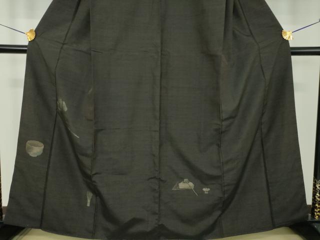 平和屋着物●訪問着　紬地　茶器　正絹　逸品　DABE5123ps