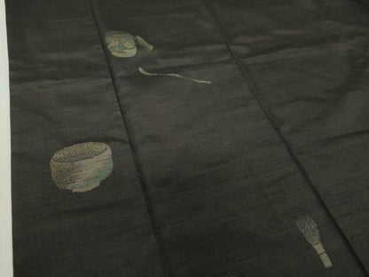 平和屋着物●訪問着　紬地　茶器　正絹　逸品　DABE5123ps