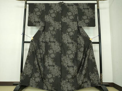 平和屋着物●本場大島紬　枝花文　正絹　逸品　DABE5124ps