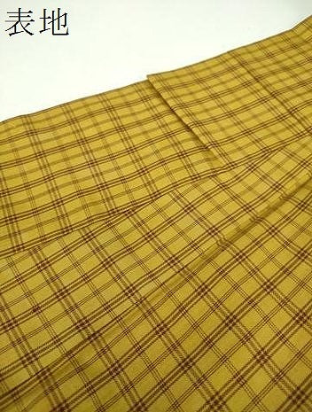 平和屋着物●本場黄八丈　平織　格子　正絹　逸品　未使用　DABE5125ps