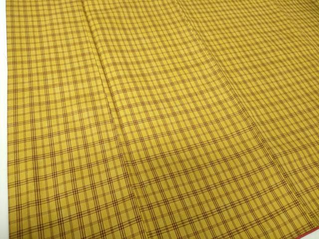 平和屋着物●本場黄八丈　平織　格子　正絹　逸品　未使用　DABE5125ps