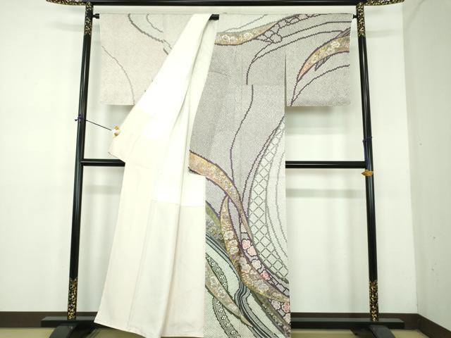 平和屋着物●吉乃一廉　幻の辻が花　訪問着　辻が花　金彩　正絹　逸品　DABE5126ps