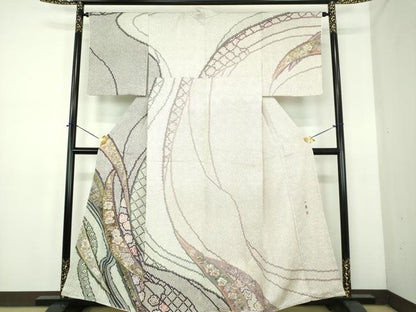 平和屋着物●吉乃一廉　幻の辻が花　訪問着　辻が花　金彩　正絹　逸品　DABE5126ps