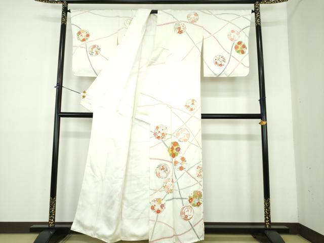 平和屋着物●訪問着　駒刺繍　吉祥花丸文　金彩　正絹　逸品　未使用　DABE5128ps