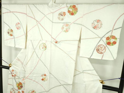 平和屋着物●訪問着　駒刺繍　吉祥花丸文　金彩　正絹　逸品　未使用　DABE5128ps